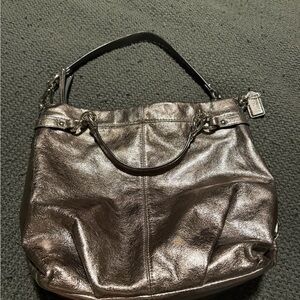 Authentic Coach Metallic Silver Shoulder Bag
